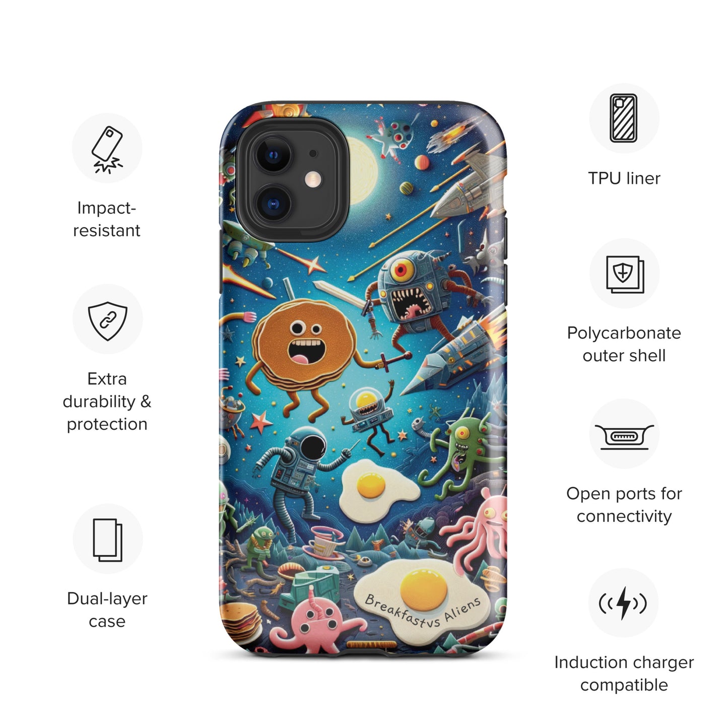 Breakfast vs Aliens Tough Case for iPhone®